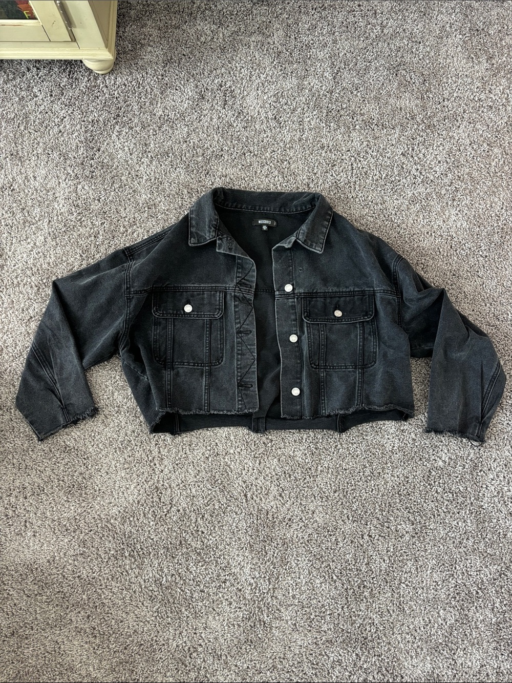 Missguided Black Cropped Jean Jacket